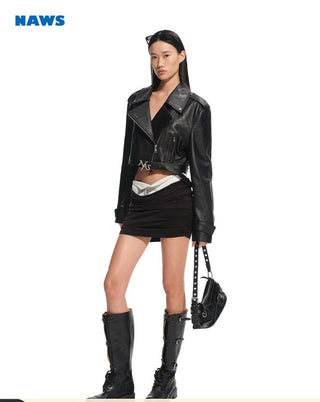 [NAWS] leather lapel coat