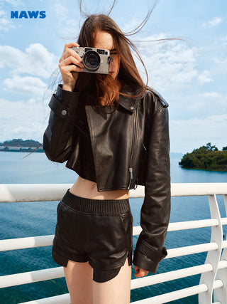 [NAWS] leather lapel coat