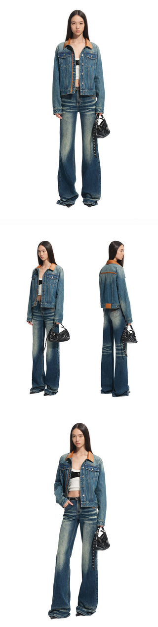 [NAWS] leather patchwork coat