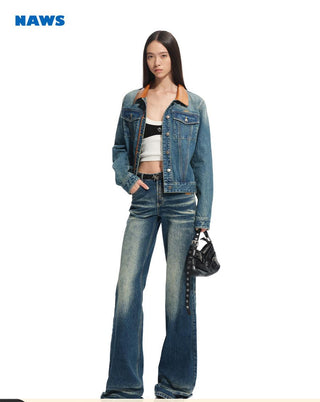 [NAWS] leather patchwork coat