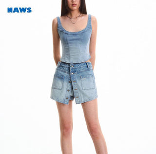 [NAWS] bandage denim skirt