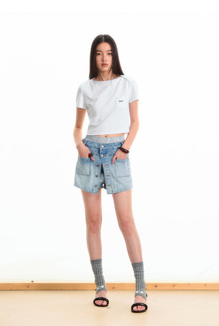 [NAWS] bandage denim skirt