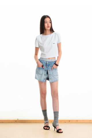 [NAWS] bandage denim skirt