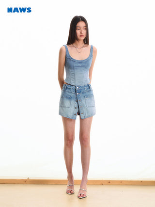 [NAWS] bandage denim skirt