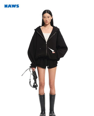 [NAWS] contrast hoodie top