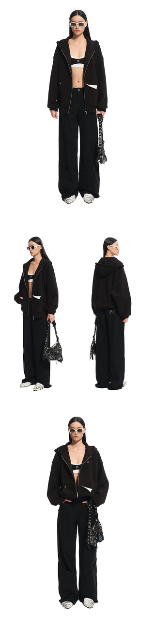 [NAWS] contrast hoodie top