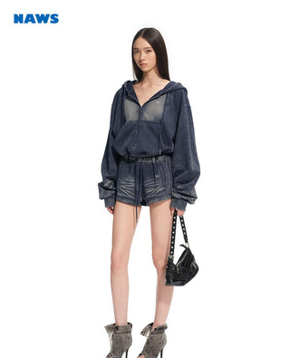 [NAWS] denim hoodie top