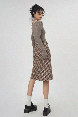 halterneck knitted two-piece set top