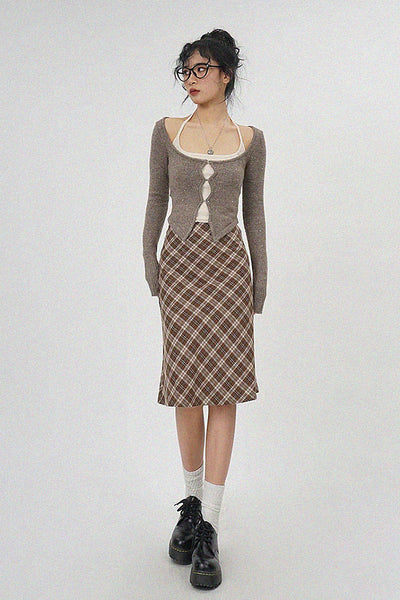 halterneck knitted two-piece set top