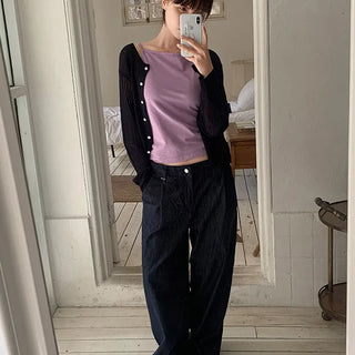 Pintuck Denim Pants