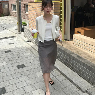 Check Midi Skirt