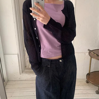 Linen Ribbed Cardigan