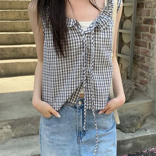 Check Frill Blouse