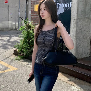 Check Sleeveless Blouse