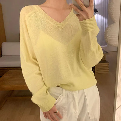 Linen V Neck Knit