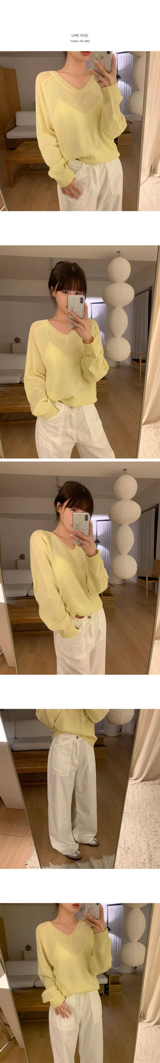 Linen V Neck Knit