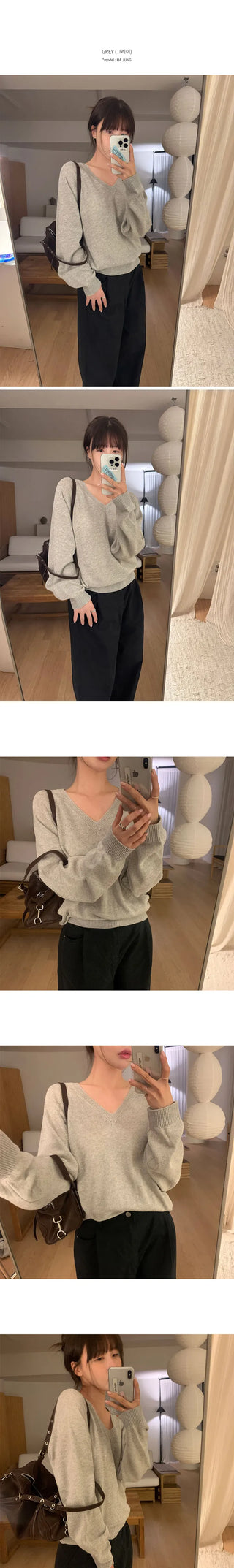 Linen V Neck Knit
