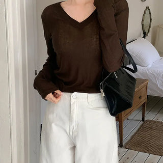 V Neck Long Sleeve Tee