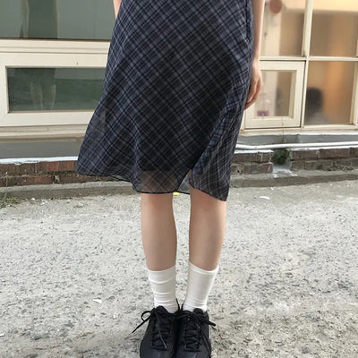 Check Midi Skirt