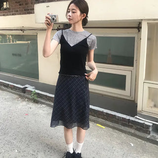 Check Midi Skirt