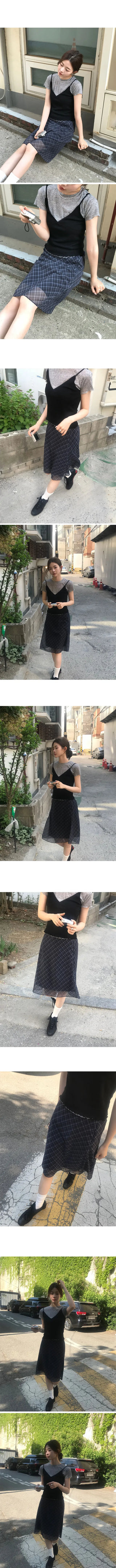 Check Midi Skirt