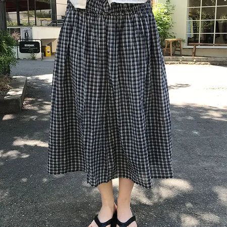 Check Long Skirt