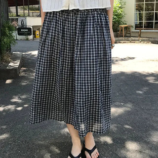 Check Long Skirt