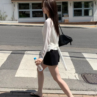 Belted Cotton Shorts