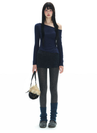 [NECY] Off Shoulder Sweater Heart Lock Long Sleeve