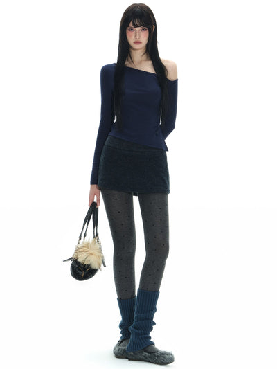 [NECY] Off Shoulder Sweater Heart Lock Long Sleeve