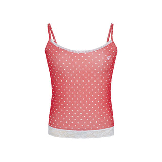 [NECY] Polka Dot Fake Two Piece Lace Sling Top