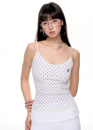 [NECY] Polka Dot Fake Two Piece Lace Sling Top