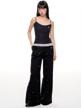 [NECY] Polka Dot Fake Two Piece Lace Sling Top