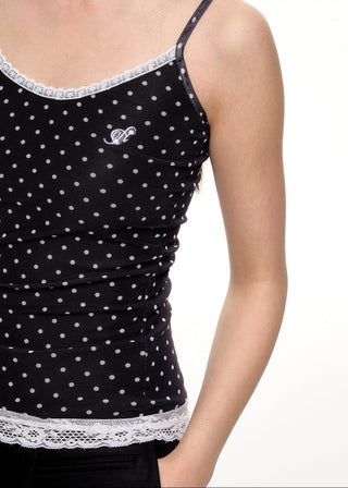 [NECY] Polka Dot Fake Two Piece Lace Sling Top