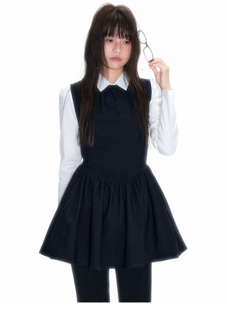 [NECY] Wing Embroidery Sleeveless Black Dress