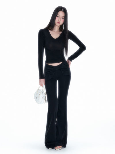 [NECY] Bow Yoga Casual Stretch Pants