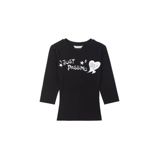 [NECY] Glitter Sleeve Stretch Slim-Fit Top