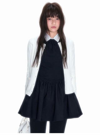 [NECY] White Knitted Heart Lock Cardigan Long Sleeve Sweater