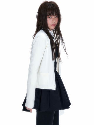 [NECY] White Knitted Heart Lock Cardigan Long Sleeve Sweater