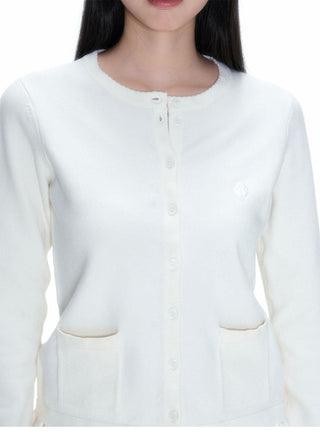 [NECY] White Knitted Heart Lock Cardigan Long Sleeve Sweater