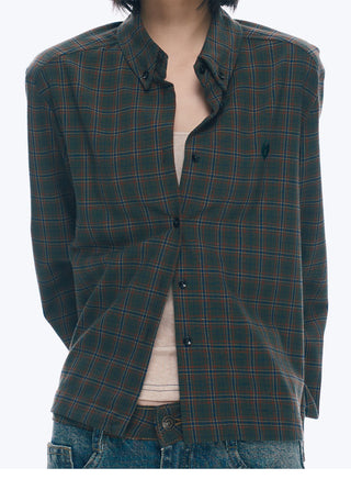 [NECY] Preppy Style Plaid Heart Lock Long Sleeve Top