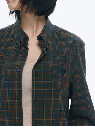 [NECY] Preppy Style Plaid Heart Lock Long Sleeve Top