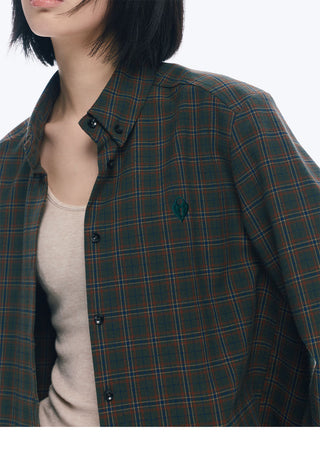 [NECY] Preppy Style Plaid Heart Lock Long Sleeve Top