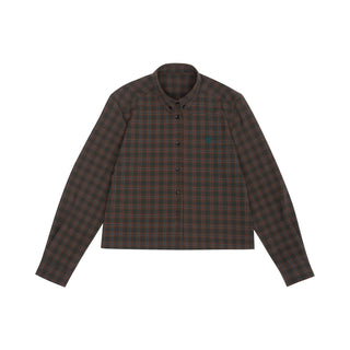 [NECY] Preppy Style Plaid Heart Lock Long Sleeve Top