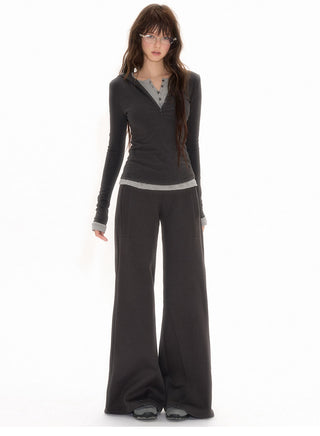 [NECY] Fake Two-Piece Long Sleeve Top