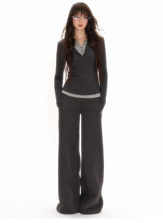 [NECY] Fake Two-Piece Long Sleeve Top