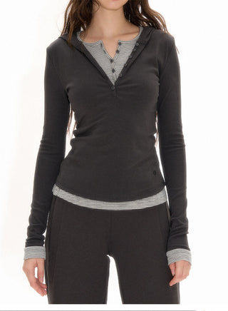 [NECY] Fake Two-Piece Long Sleeve Top