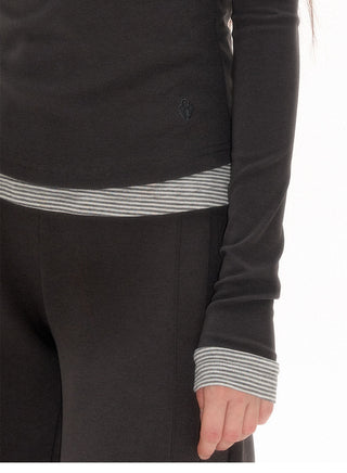 [NECY] Fake Two-Piece Long Sleeve Top