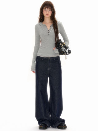 [NECY] Fake Two-Piece Long Sleeve Top