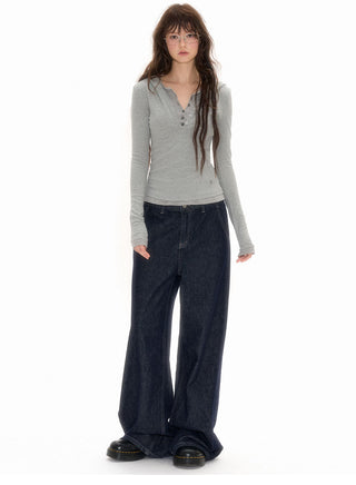 [NECY] Fake Two-Piece Long Sleeve Top